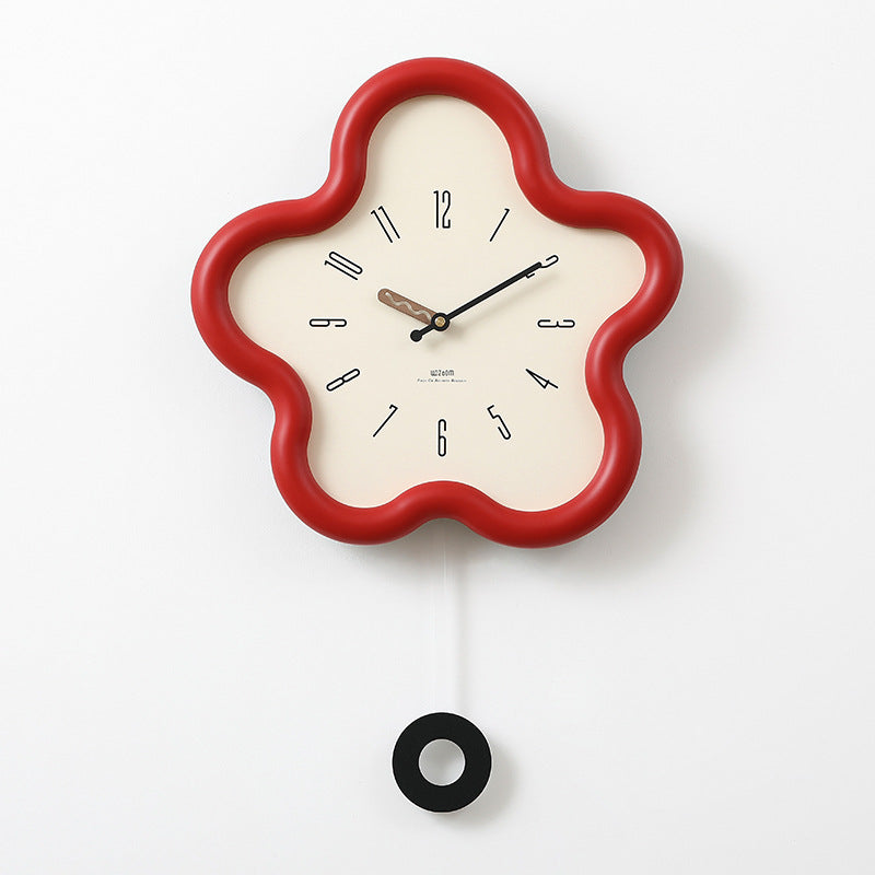 3D Flower Pendulum Clock – Silent Movement, Eco-Friendly SEPHIRA Red