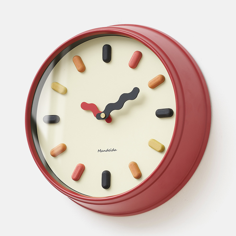 3D Nordic Silent Wall Clock – Eco-Friendly Contemporary Design for Living Rooms SEPHIRA Red Glass frame