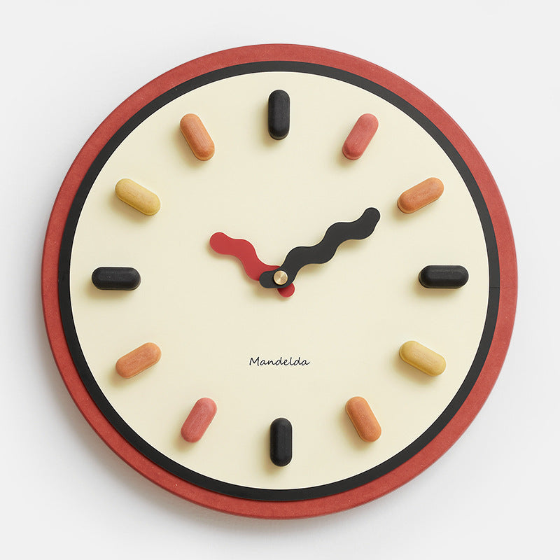 3D Nordic Silent Wall Clock – Eco-Friendly Contemporary Design for Living Rooms SEPHIRA Red No frame