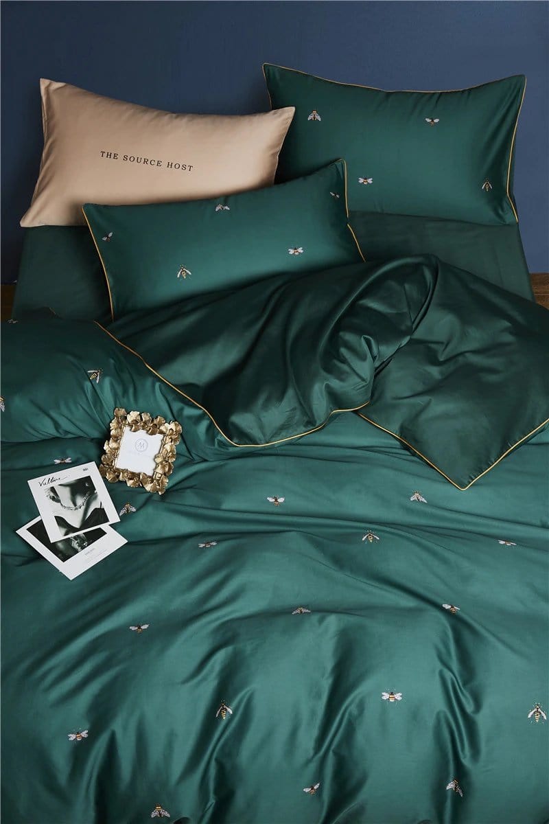 Bee Green Duvet Cover Set (Long-staple Sateen Cotton) SEPHIRA