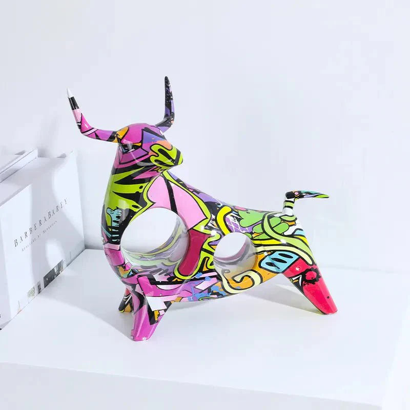 Bull Graffiti Sculpture for Modern Home Decor Accent SEPHIRA Abstract