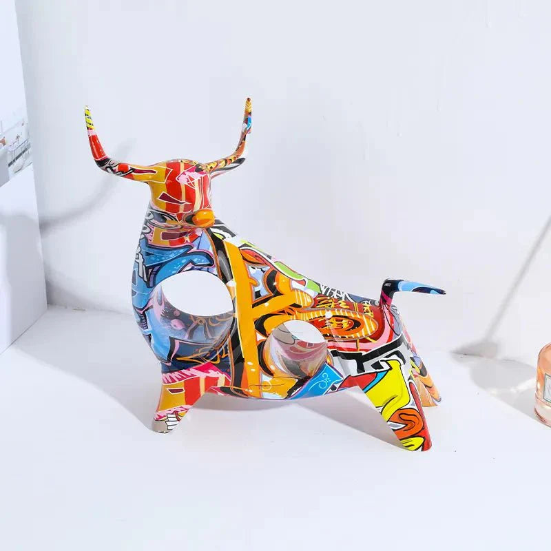 Bull Graffiti Sculpture for Modern Home Decor Accent SEPHIRA