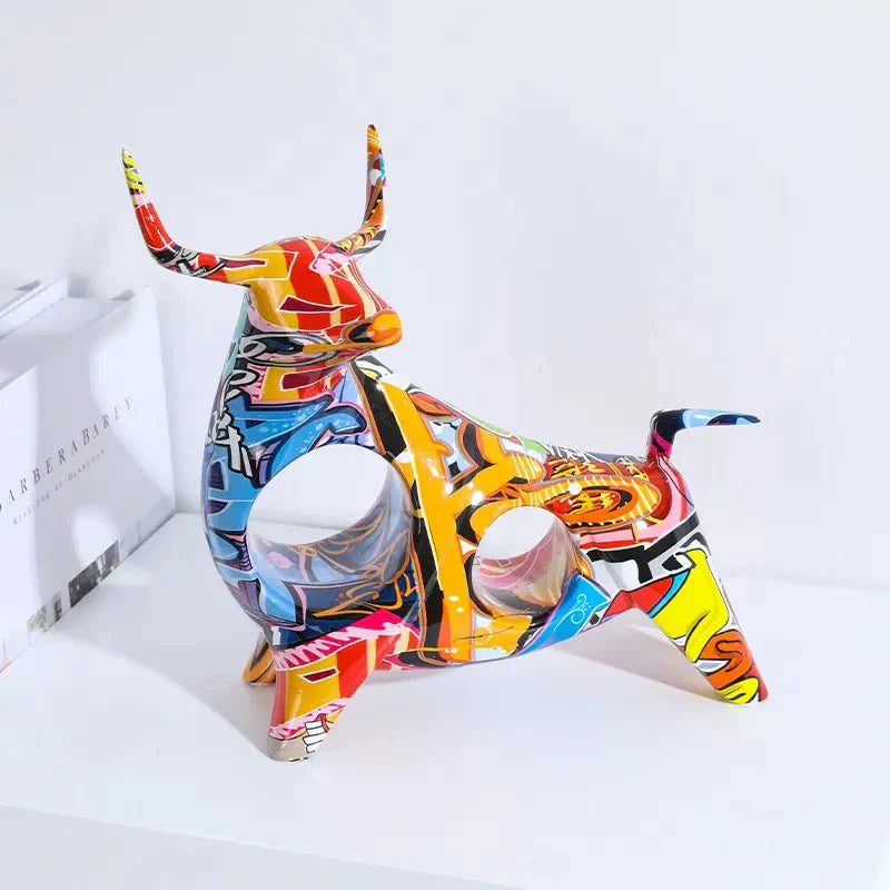 Bull Graffiti Sculpture for Modern Home Decor Accent SEPHIRA Graffiti