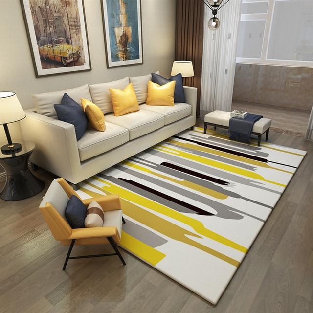 Calisto - Rug with Yellow and Grey Stripes SEPHIRA 120 x 160 CM