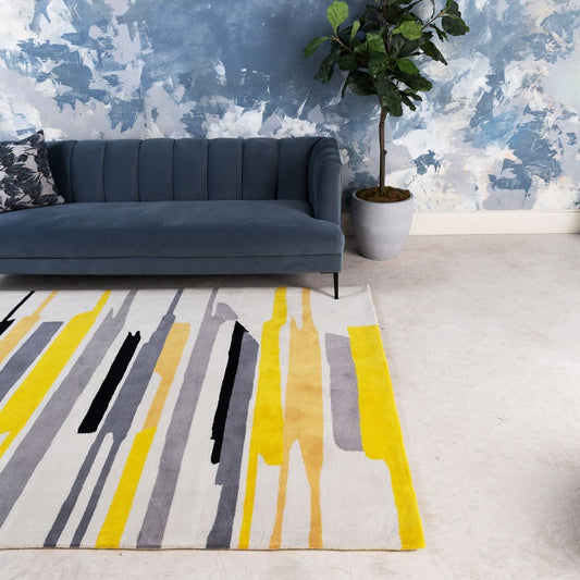 Calisto - Rug with Yellow and Grey Stripes SEPHIRA