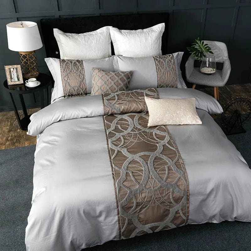 Chain of Luxury Grey Duvet Cover Set (Long-staple Sateen Cotton) SEPHIRA