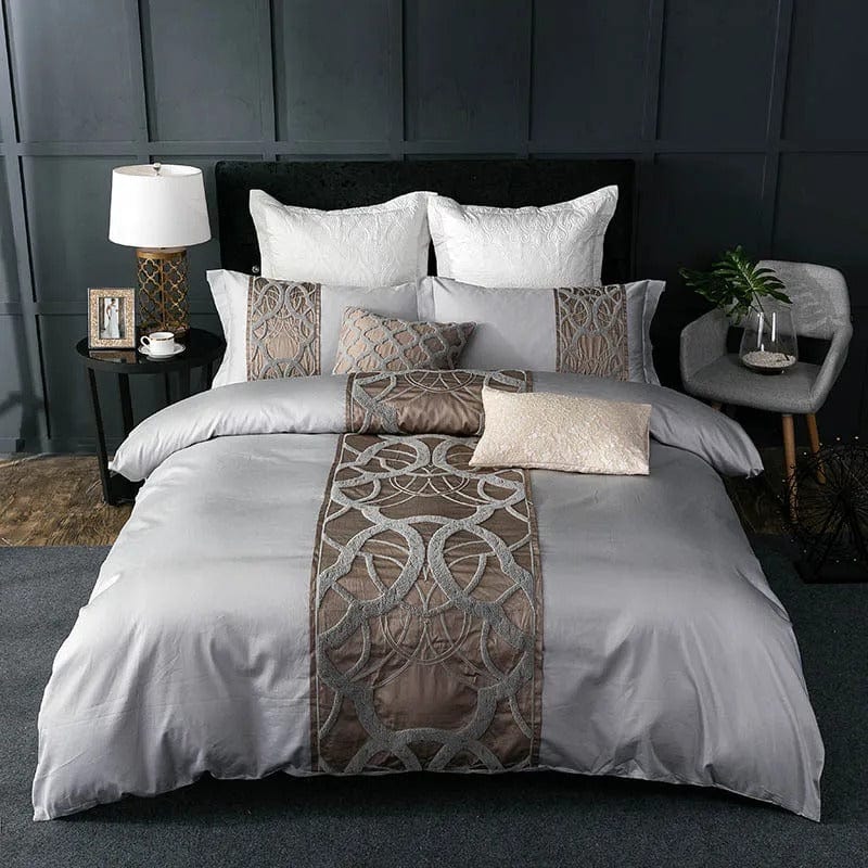 Chain of Luxury Grey Duvet Cover Set (Long-staple Sateen Cotton) SEPHIRA