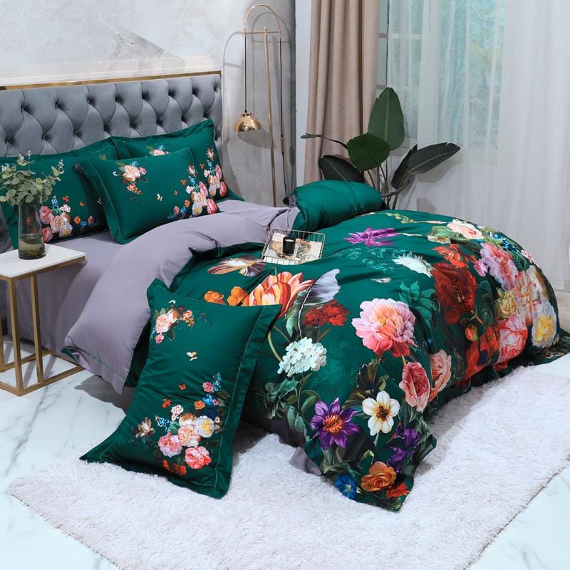 Emerald Green Duvet Cover Set (Long-staple Sateen Cotton) SEPHIRA