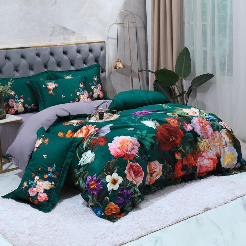 Emerald Green Duvet Cover Set (Long-staple Sateen Cotton) SEPHIRA