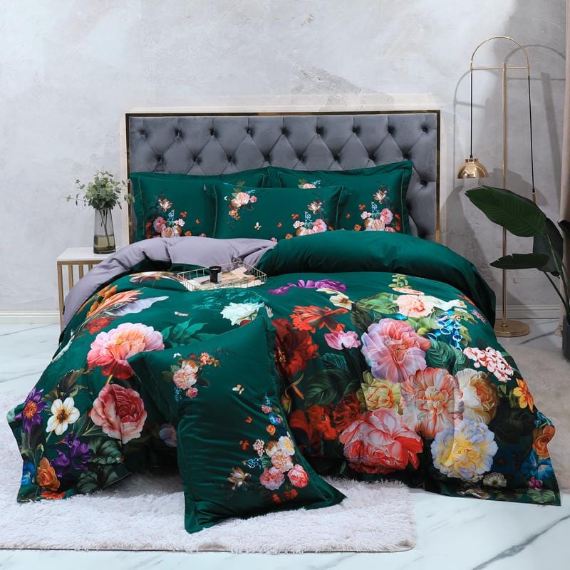 Emerald Green Duvet Cover Set (Long-staple Sateen Cotton) SEPHIRA