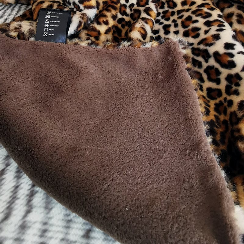 Fine Leopard Faux-Fur Blanket Throw SEPHIRA