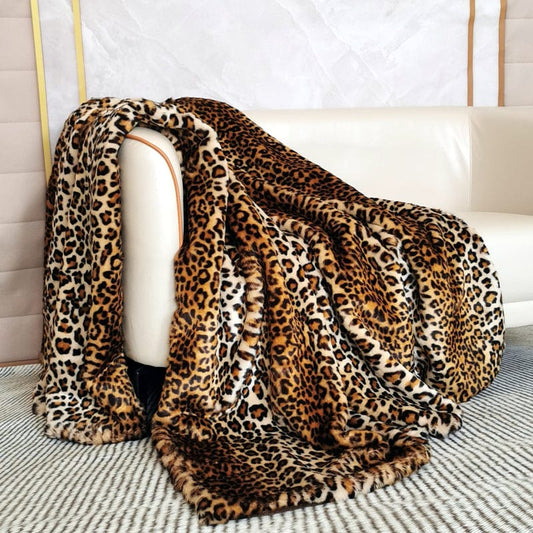 Fine Leopard Faux-Fur Blanket Throw SEPHIRA