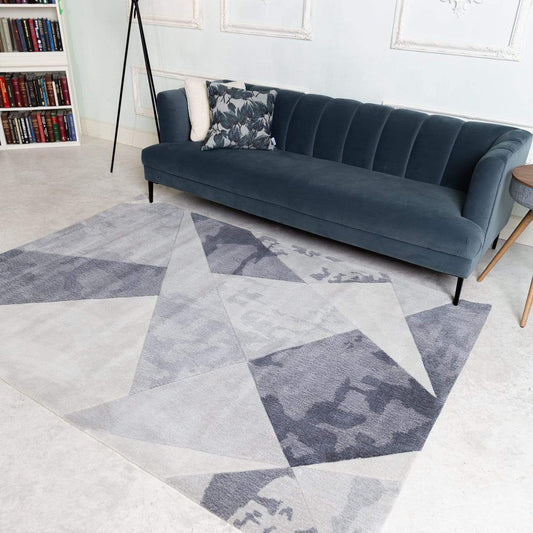 Fletchers - Grey Rug with Geometric Pattern SEPHIRA