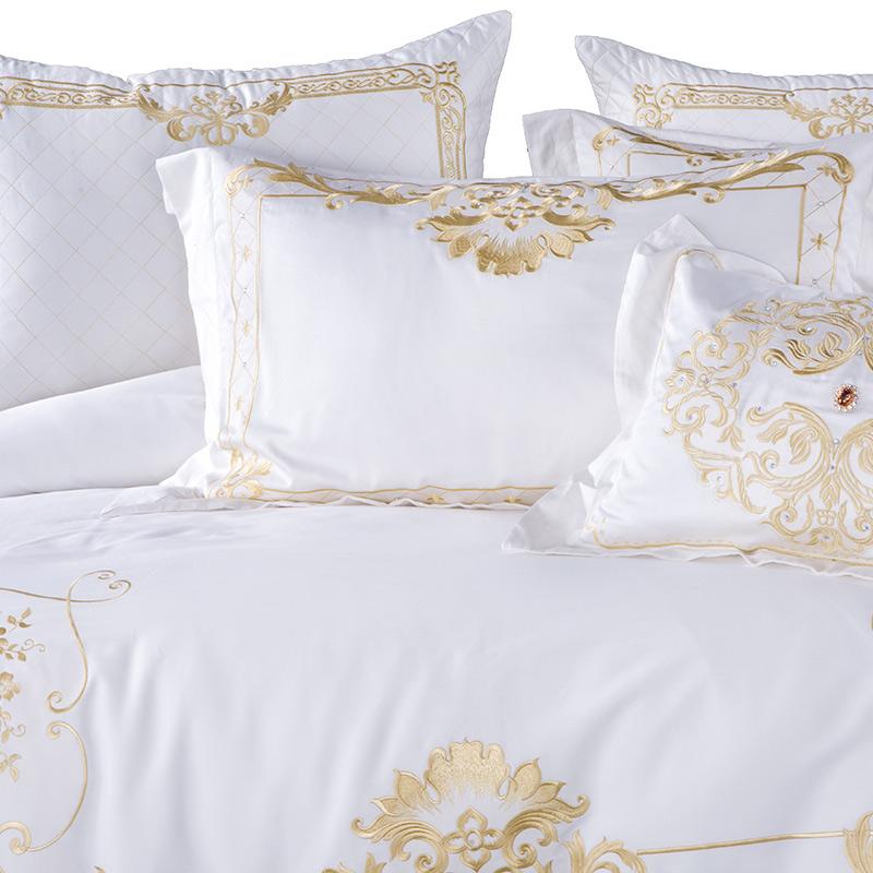 Ivy Gold Forest White and Gold Duvet Cover Set (Long-staple Sateen Cotton) SEPHIRA