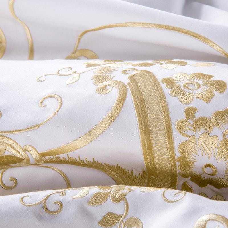 Ivy Gold Forest White and Gold Duvet Cover Set (Long-staple Sateen Cotton) SEPHIRA