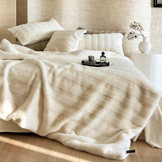 Plush Striped Faux Fur Blanket SEPHIRA