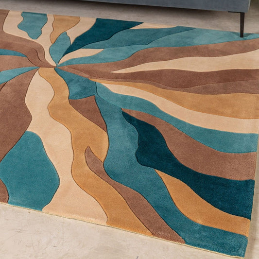 Twine Rug with Blue, Brown and Beige Abstract Design SEPHIRA